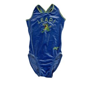 Girls Blue And Green gymnastic dance leotard Alpha Factor XS Frog Leo Athletic